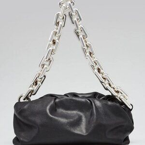 Bottega Veneta Black Leather Chain Pouch Bag